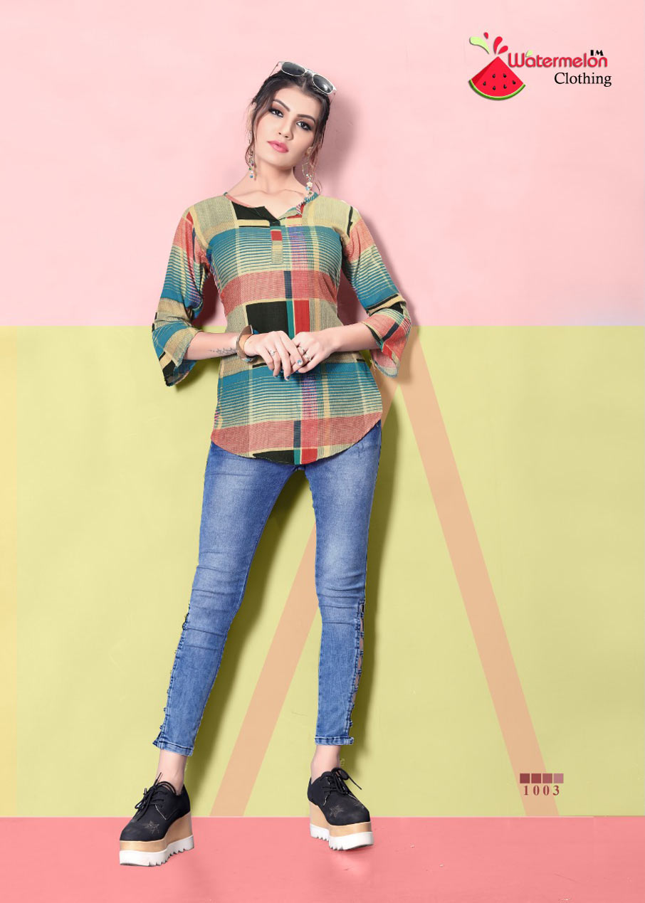 Watermelon Diamond Party-2 Rayon Print Tops Watermelon Diamond Party-2 Rayon Print Tops